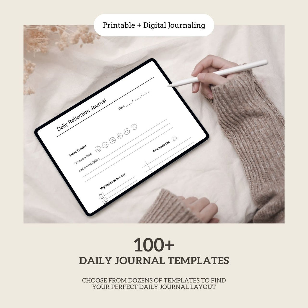 100+ Daily Journal Templates Bundle | Printable, Digital Planner (Instant Download)