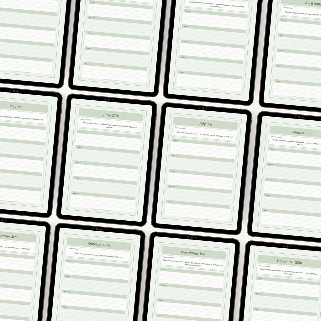Grid of digital calendar pages showing dates from April to December.