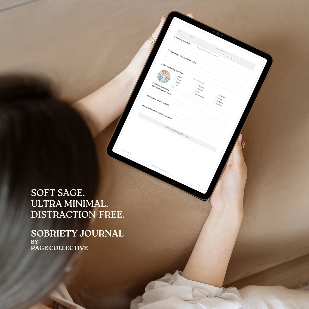 Promotional infographic for Sobriety Journal by Page Collective