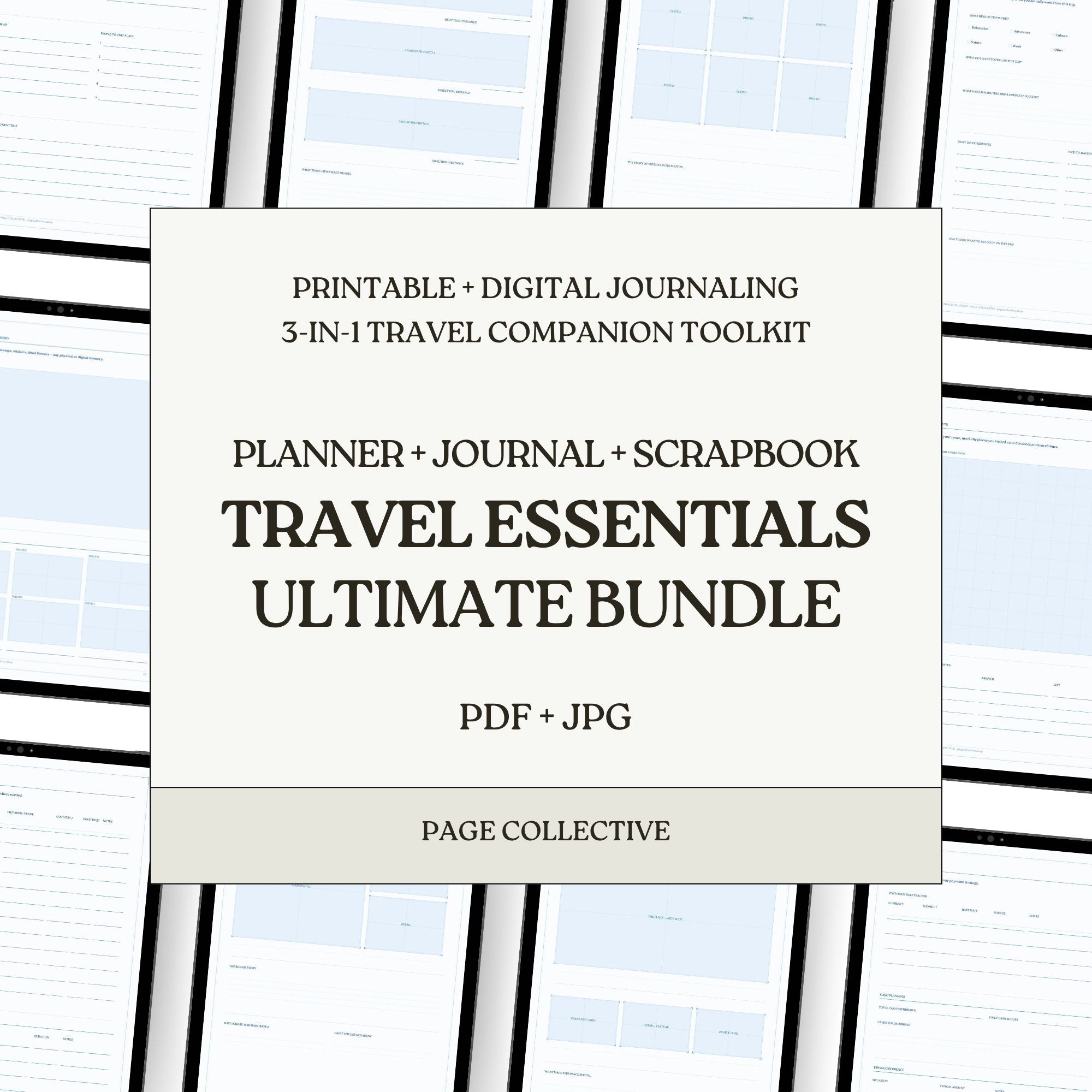 Travel Essentials Ultimate Bundle packaging with text on a white background