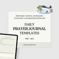 Promotional infographic for Daily Prayer Journal Template Bundle by Page Collective