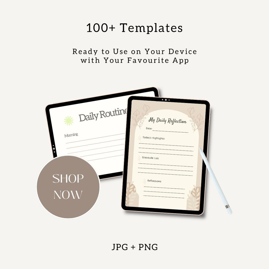 100+ Daily Journal Templates Bundle | Printable, Digital Planner (Instant Download)