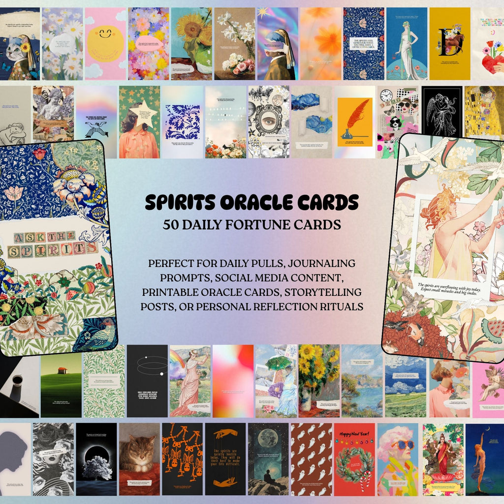Collage of various oracle cards with a central text overlay about daily fortune cards.