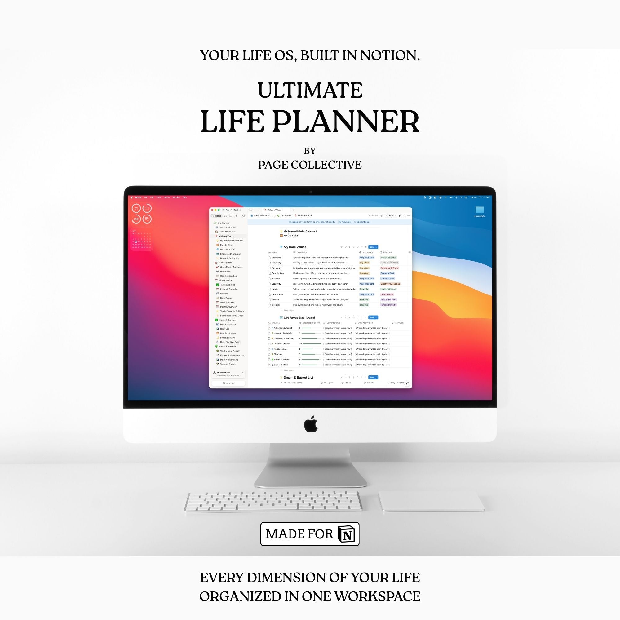 Advertisement for 'Ultimate Life Planner' by Page Collective on a computer screen.