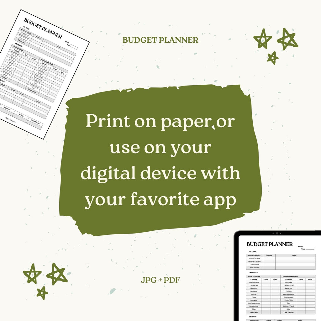Printable Monthly Budget Planner by Page Collective, Product Features