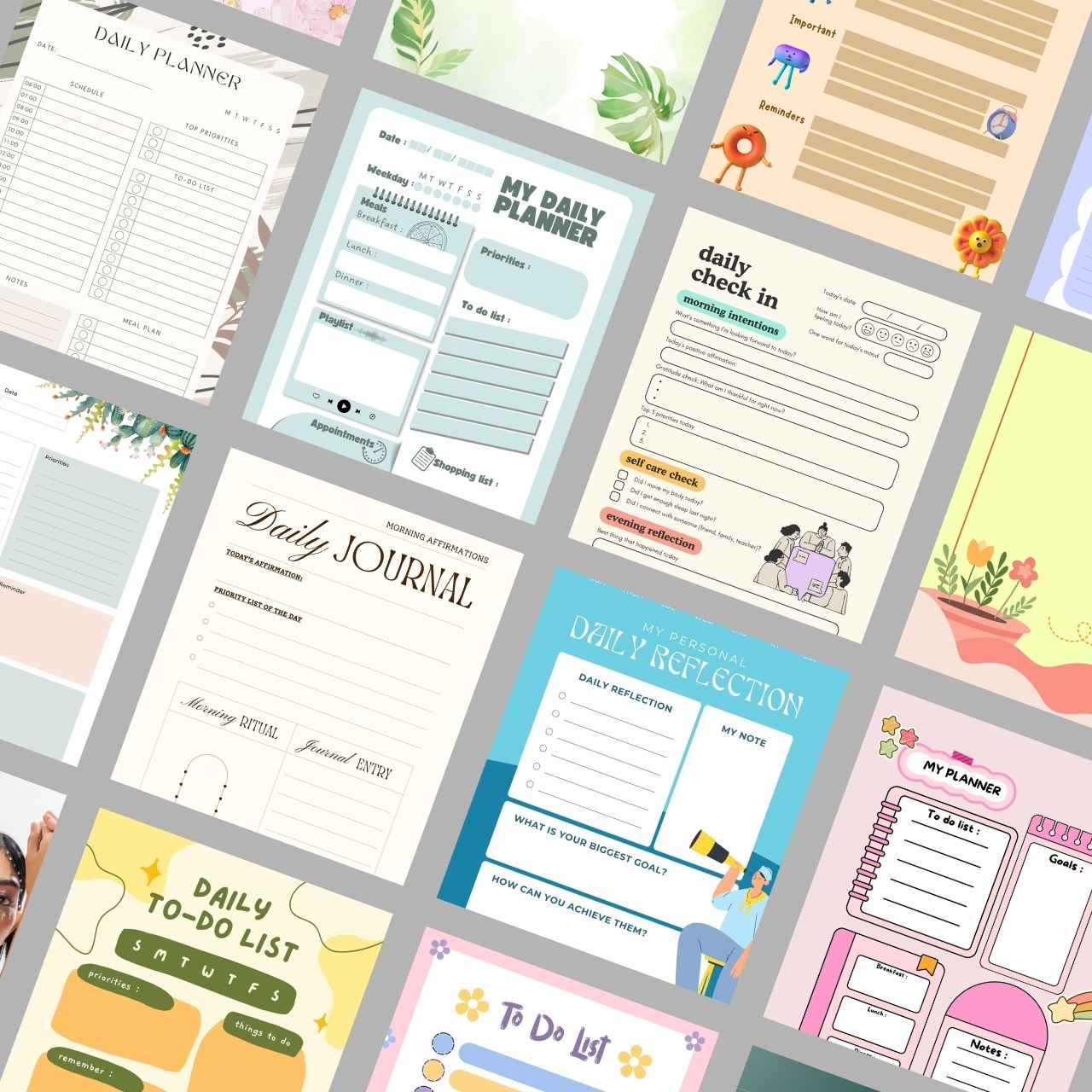 100+ Daily Journal Templates Bundle | Printable, Digital Planner (Instant Download)