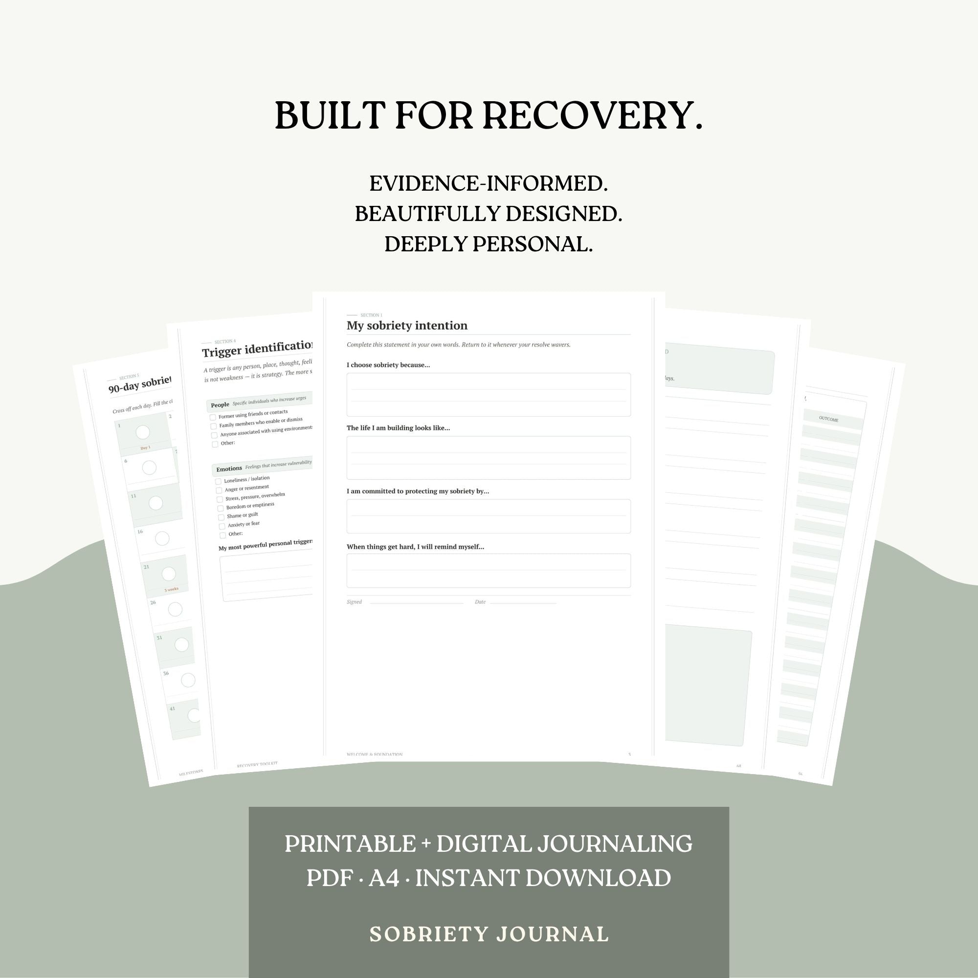Promotional infographic for Sobriety Journal by Page Collective