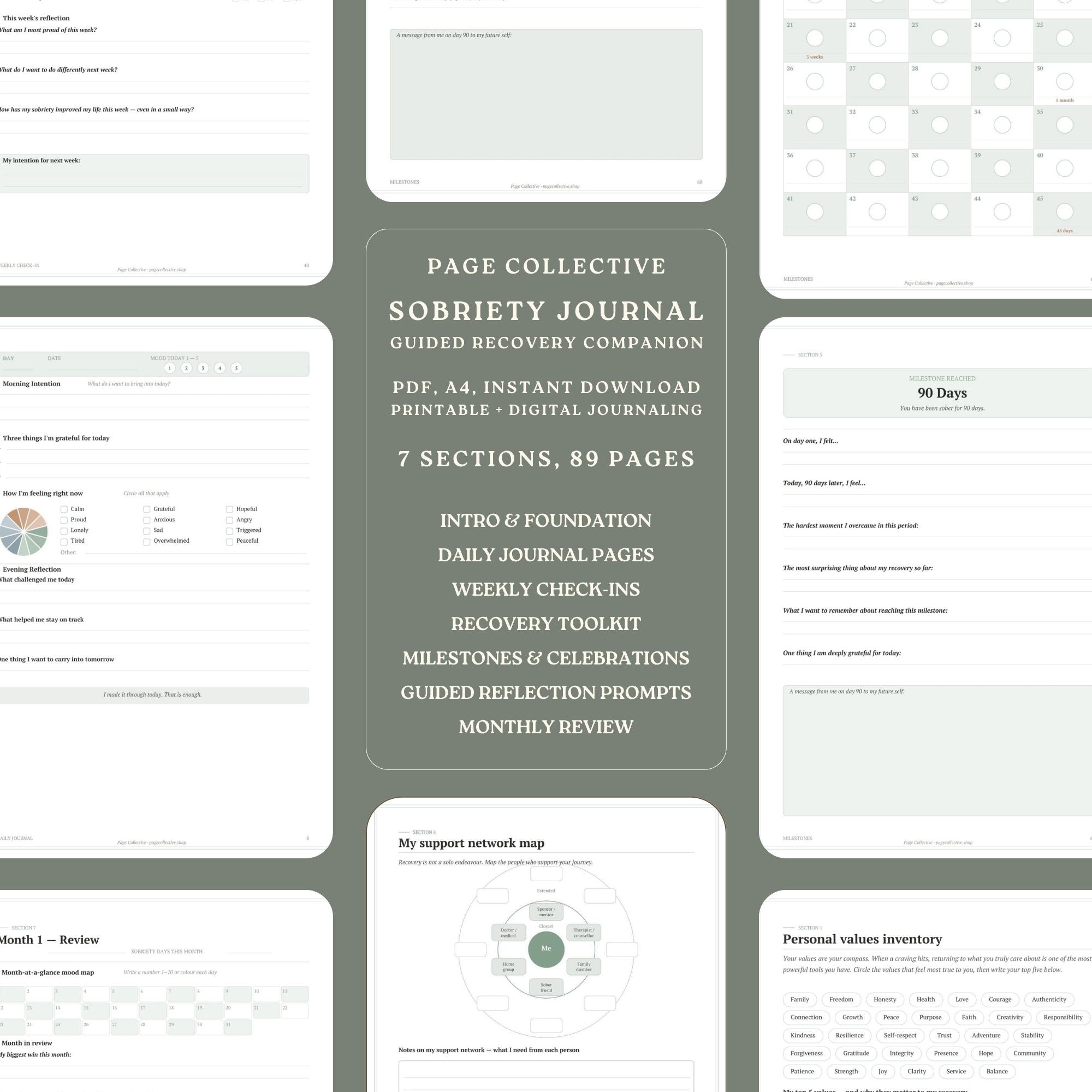 Promotional infographic for Sobriety Journal by Page Collective